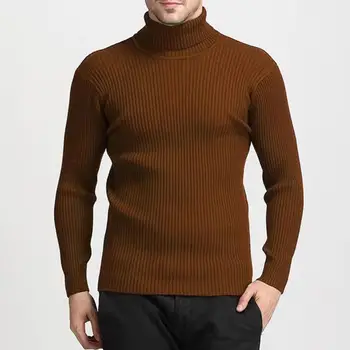 Поло плетене пуловер мъжки водолазка плета пуловер топла есен зима плътен цвят пуловер с тънък годни за мъже за мъже