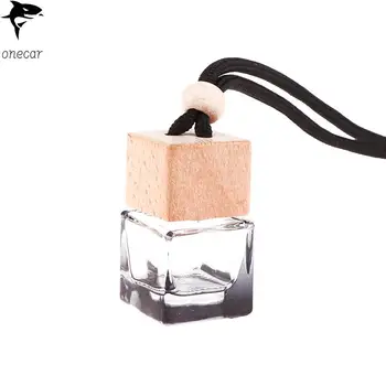 Празен стъклен парфюм бутилка висящи орнамент кола ароматизатор дифузьор аромат бутилка клип парфюм квадрат бутилка висулка