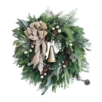 Празнична украса Коледни камбани Зимни врати декор врата висящи коледен венец бор конус венец