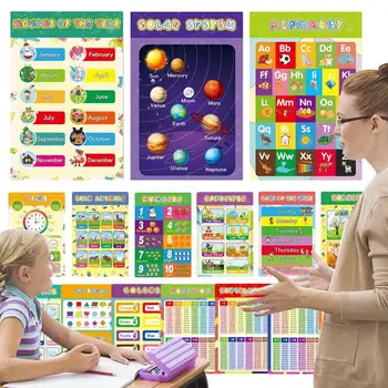 Предучилищно обучение плакати азбука номер цвят диаграма плакат за възраст 3-5 ламинирани Prek обучение диаграма време време цветове