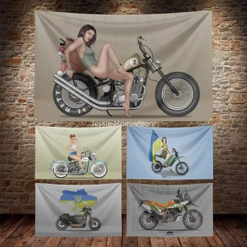 Ретро мотоциклет раса банер флаг САЩ класически реколта плакат стена реколта гараж декор реклама 3×5 FT знак кръчма клуб бар