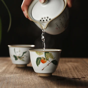 Ръчно изработен топлоустойчив кунг-фу чаен комплект Чаша за напитки Изолирана ръчно рисувана кристална чаша, чаша за вино, чаша за бира Васо, нова китайска