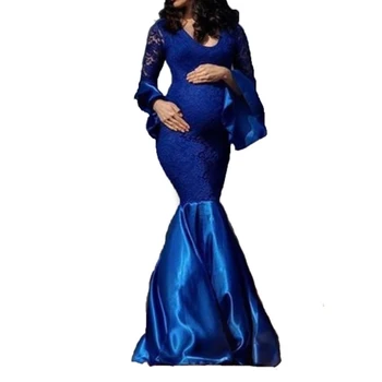 Секси майчинство дантела рокля бременни жени фотография костюм вечер Макси рокля бременност душ парти снимка рокля QX2D