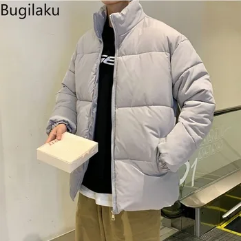 Топли зимни палта Мъже Ново пристигане Harajuku Loose Thicken Stand-collar Парки Открит плътен цвят Меки унисекс дрехи Гореща продажба