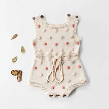 Трикотажни бебешки дрехи 2022 Новородени бебешки ританки Ръчно изработени помпон бебе момиче гащеризон 100% памук бебе момчета гащеризон гащеризон