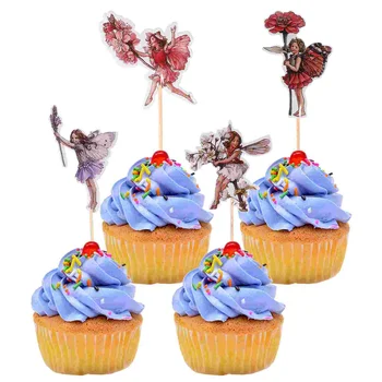 Фея Topper Cupcake торта декорации цвете парти клечки за зъби кирки топери момичета рожден ден доставки