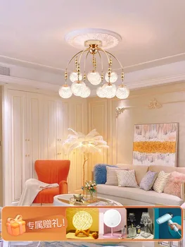 Френски хол полилей ретро достъпни луксозен крем стил майстор спалня кристал таван лампа ресторант B & B стълбище