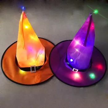 Хелоуин LED светеща вещица шапка Светещи вещици шапка за Хелоуин парти открит двор декор блясък в тъмно Хелоуин подпори косплей