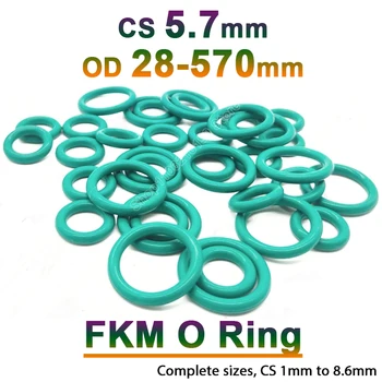 зелен FKM O-пръстен 5.7mm флуорокаучук FKM запечатване OD 28 30 32 -570mm O пръстен уплътнение уплътнение изолация масло висока температура устойчивост
