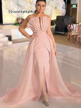 русалка вечерна рокля светло розово меко петно официални рокли елегантен парти абитуриентски повод рокля подвижен влак vestidos de fiesta